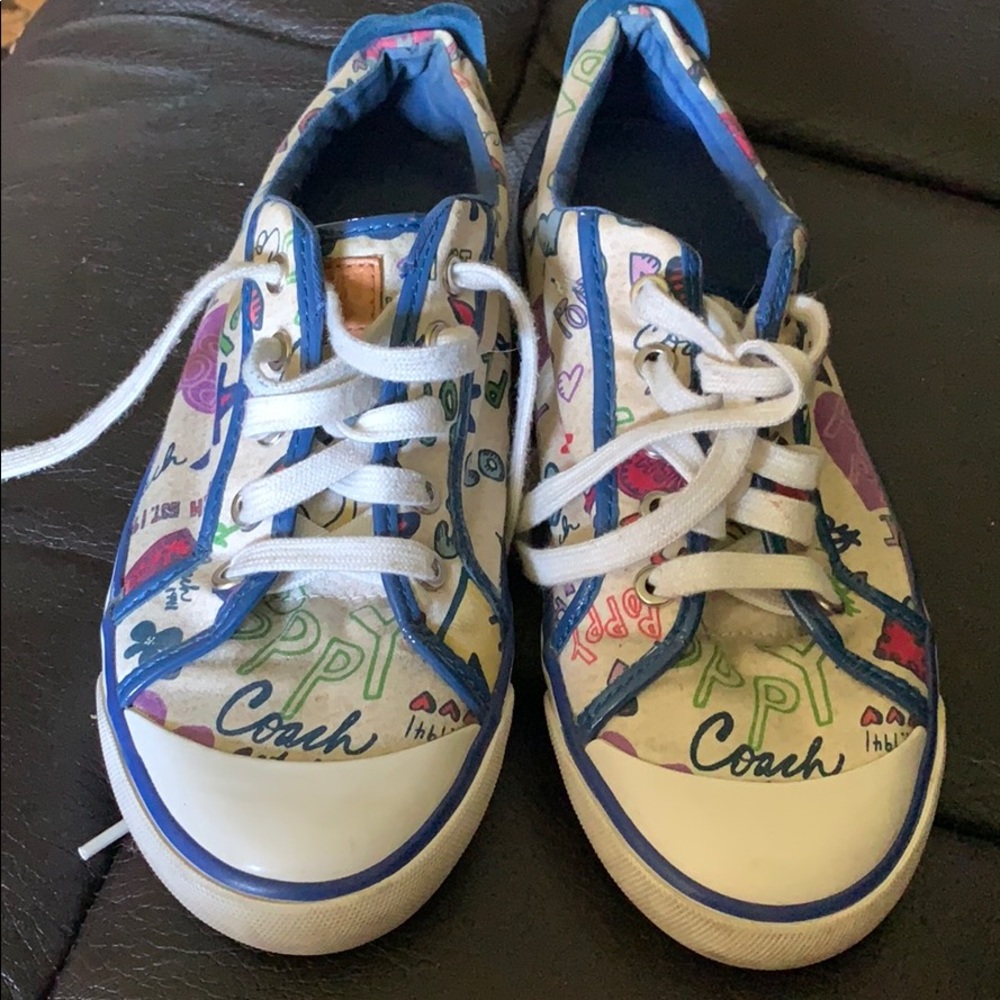 Coach Poppy Sneakers with Blue Trim